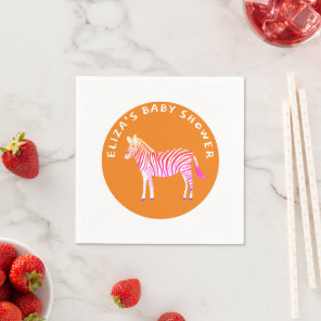Cute Colorful Zebras Custom Baby Shower  Napkins