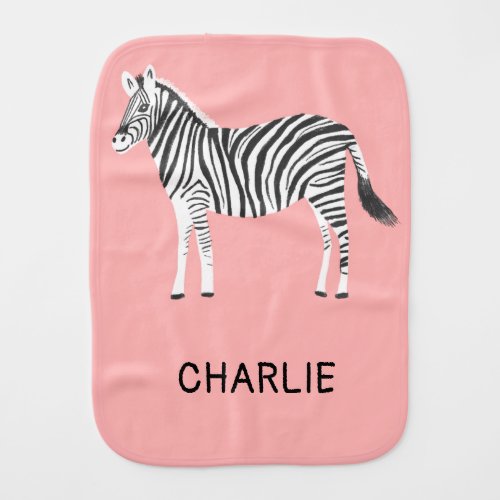 Cute colorful zebras CUSTOM pink black Baby Burp Cloth