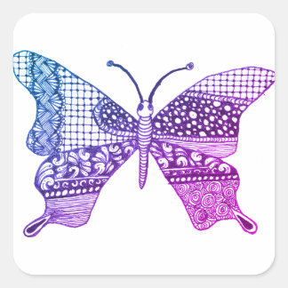 Cute Colorful Zen Butterfly Square Sticker