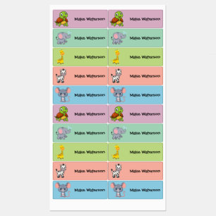 Cute Colorful Zoo Animals School Daycare  Kids' Labels