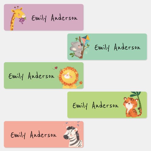 Cute Colorful Zoo Animals School Daycare Labels