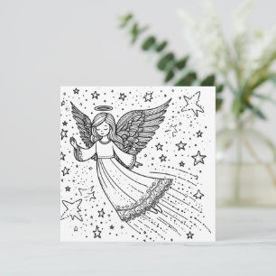 Cute Coloring Art Guardian Angel Holiday Card