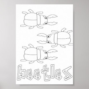 Cute Coloring Bugs Beetles Poster