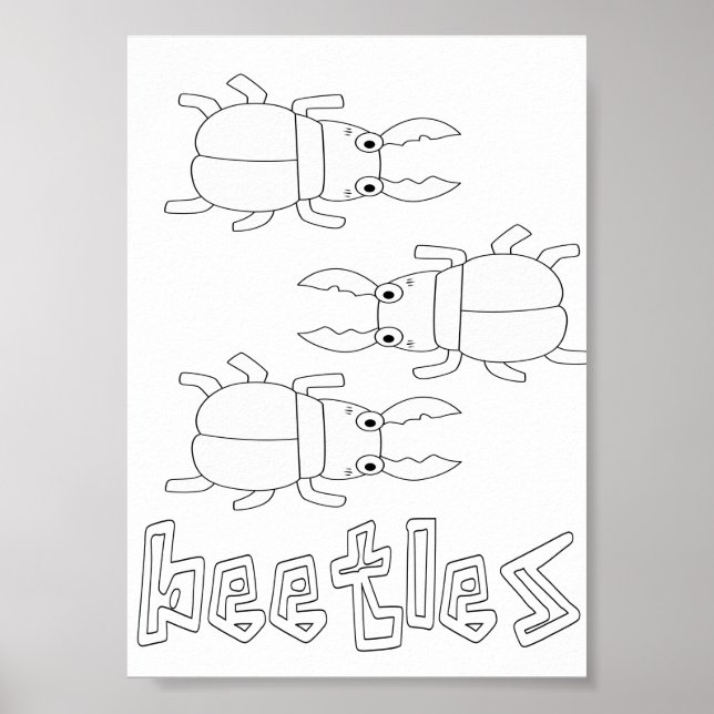 Cute Coloring Bugs Beetles Poster (Front)