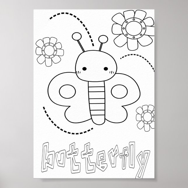 Cute Coloring Bugs Butterflies Poster (Front)