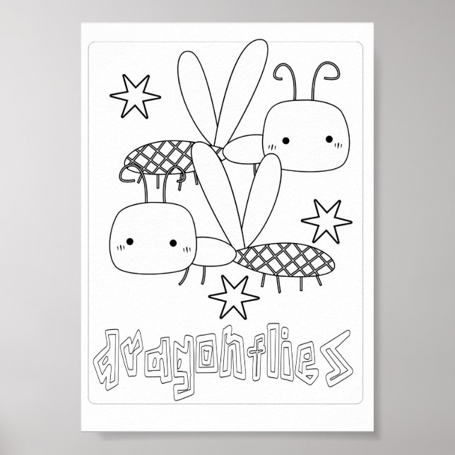 Cute Coloring Bugs Dragonflies Poster (Front)