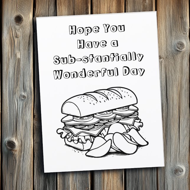 Cute Coloring Page with Sub Sandwich Pun  (Creator Uploaded)