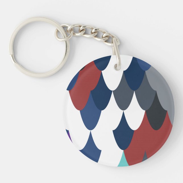 Cute colotful fish crust pattern keychain (Front)