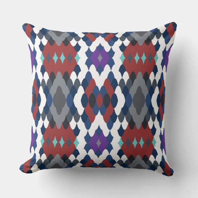 Cute colotful fish crust pattern throw pillow (Front)