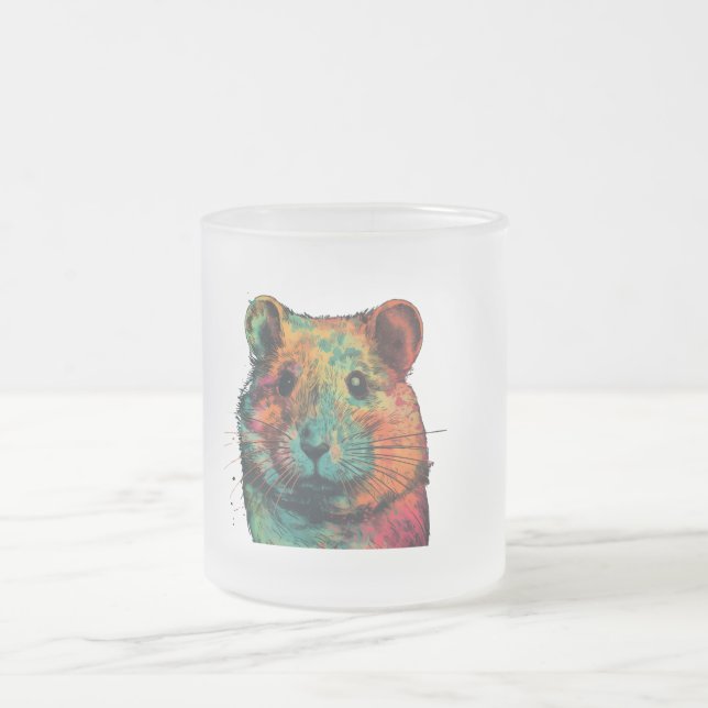 cute colour full hamster art design  frosted glass coffee mug (Center)
