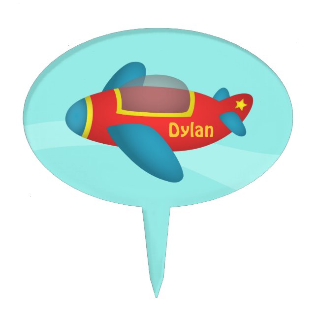 Cute Colourful Aeroplane Jet for Kids Cake Topper (Front)