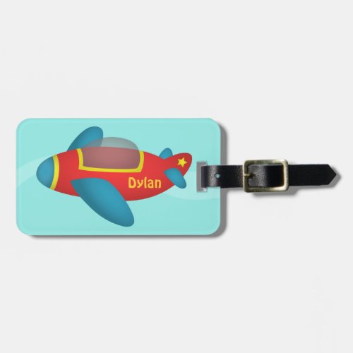 Cute Colourful Aeroplane Jet for Kids Luggage Tag