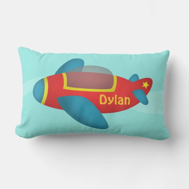 Cute Colourful Aeroplane Jet for Kids Lumbar Pillow (Front)