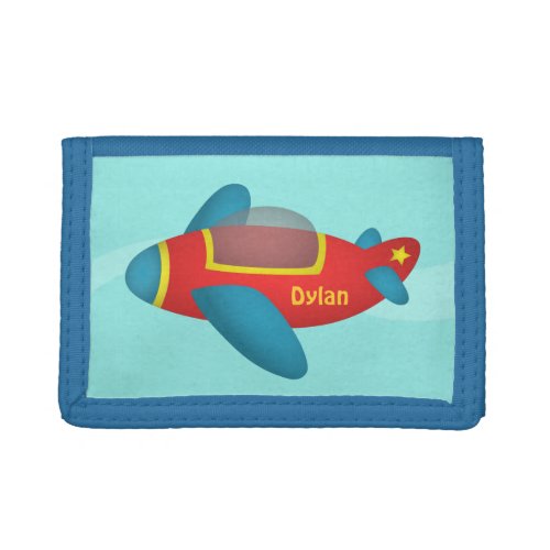 Cute Colourful Aeroplane Jet for Kids Trifold Wallet