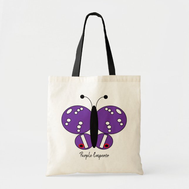 Cute Colourful Butterfly Tote Bag - Purple Emperor (Front)