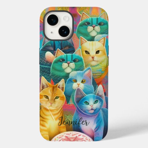 Cute colourful cats Case_Mate iPhone 14 case