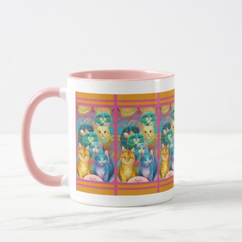 Cute colourful cats mug