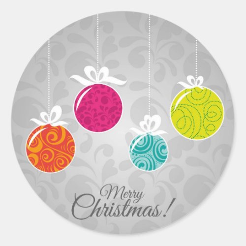 Cute colourful Christmas bauble decorations Classic Round Sticker