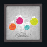 Cute colourful Christmas bauble decorations Jewelry Box<br><div class="desc">Christmas giftbox with a cute and colourful design of Christmas tree decoration baubles in orange,  pink,  blue and green. This stylish and elegant design is fresh and modern and is sure to bring the spirit of Christmas into your home.</div>