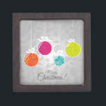 Cute colourful Christmas bauble decorations Keepsake Box<br><div class="desc">With a cute and colourful design of Christmas tree decoration baubles in orange,  pink,  blue and green. This stylish and elegant design is fresh and modern and is sure to bring the spirit of Christmas into your home.</div>