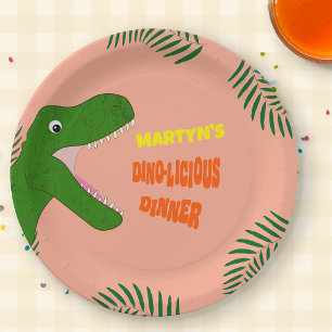 Cute Colourful Dinosaur 5th/Any Age Birthday Party Paper Plates