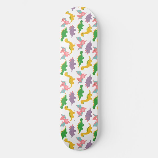 Cute Colourful Dinosaur Pattern for Boys Skateboard Deck (Front)