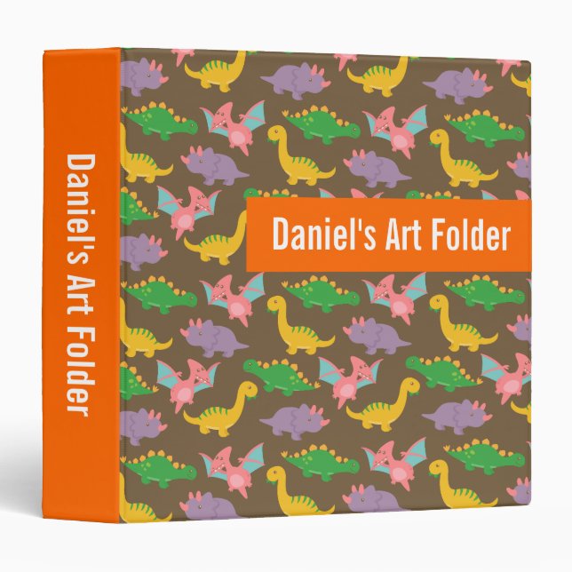Cute Colourful Dinosaur Pattern Kids Binder (Front/Spine)