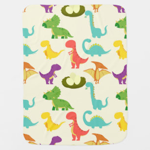 Cute Colourful Dinosaur Patterned Baby Blanket