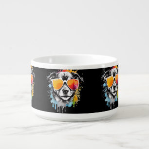 Cute colourful funny Dog portrait in sun glasses Bowl