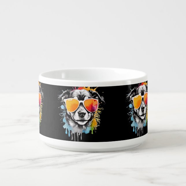 Cute colourful funny Dog portrait in sun glasses  Bowl (Center)