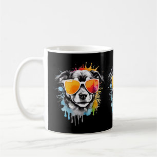 Cute colourful funny Dog portrait rainbow coloured Coffee Mug