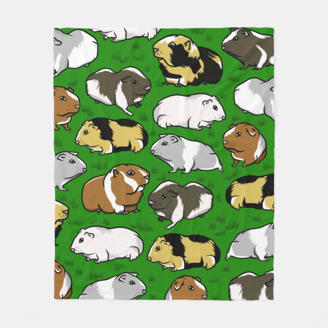 Cute colourful guinea pigs fleece blanket (Front)