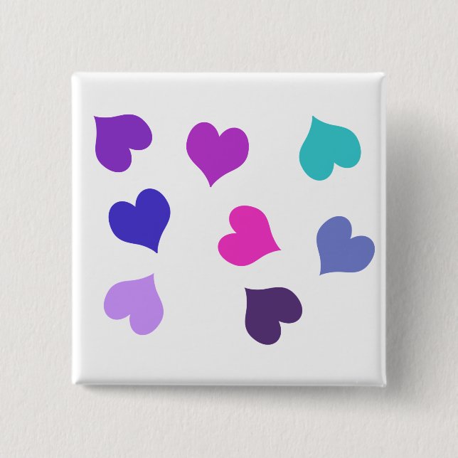 Cute colourful hearts button (Front)