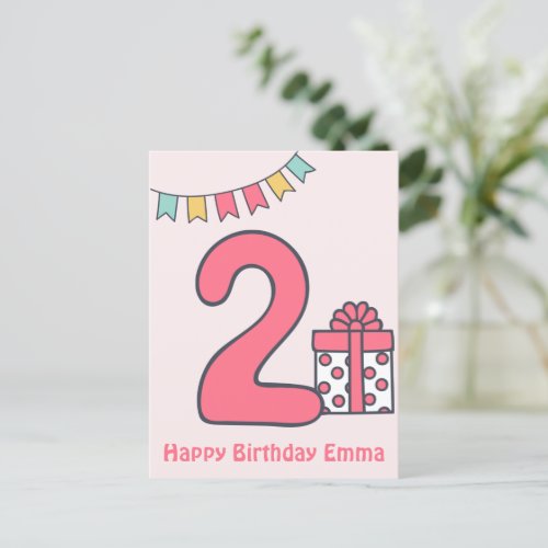 Cute Colourful Kids 2nd Birthday Postcard