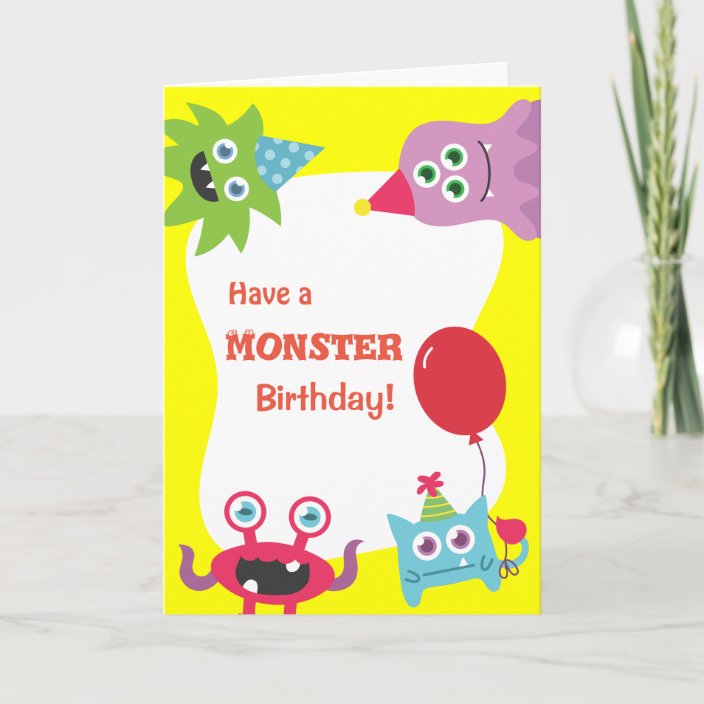 Cute Colourful Little Monster Happy Birthday Card | Zazzle