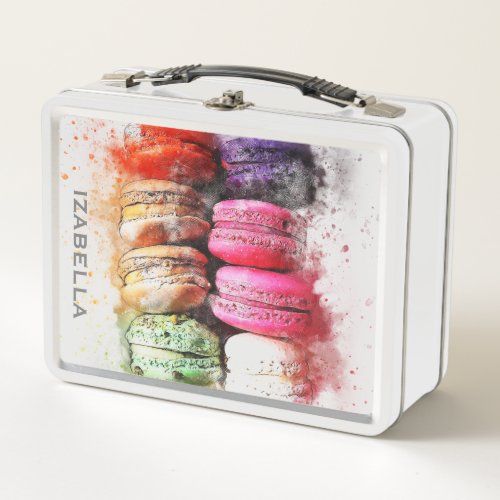 Cute Colourful Macaron Name Custom  Metal Lunch Box