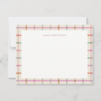Cute Colourful Modern Stripes Personalized Name Note Card