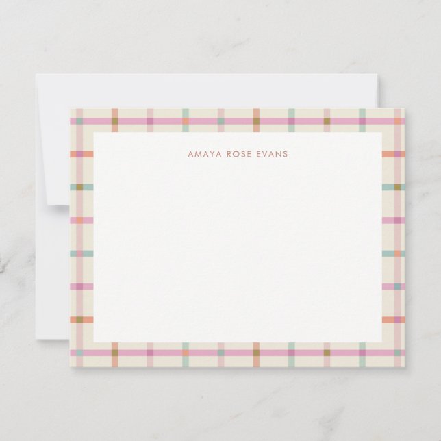 Cute Colourful Modern Stripes Personalized Name Note Card (Front)