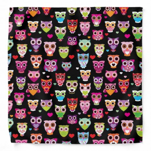 cute colourful owl kids pattern bandana