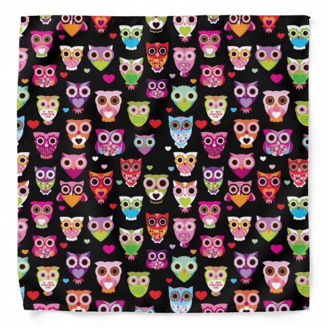 cute colourful owl kids pattern bandana (Front)