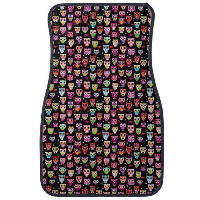 cute colourful owl kids pattern car floor mat (Front)
