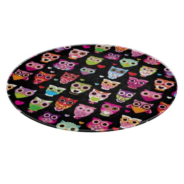 cute colourful owl kids pattern cutting board (Corner)