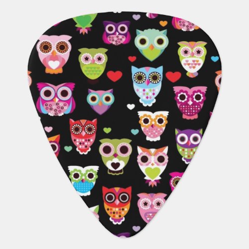 cute colourful owl kids pattern guitar pick