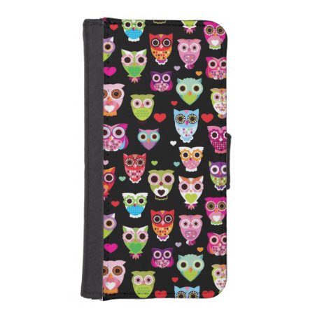 Cute Colourful Owl Kids Pattern Iphone Se/5/5s Wallet Case