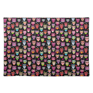cute colourful owl kids pattern placemat