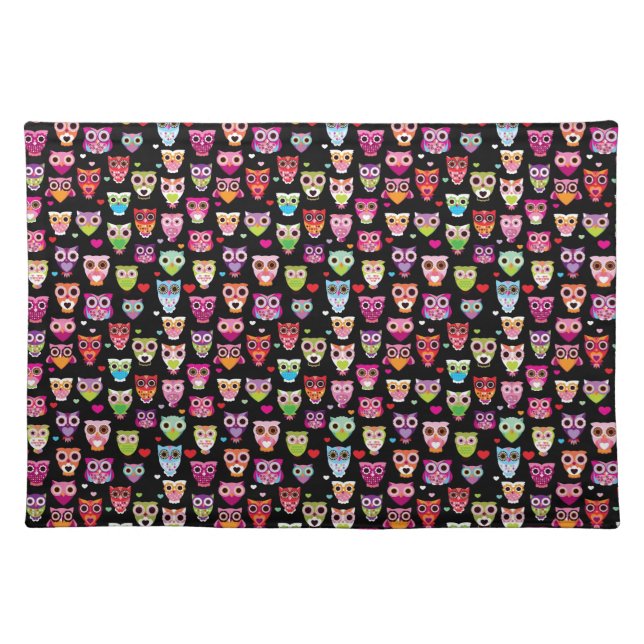 cute colourful owl kids pattern placemat (Front)