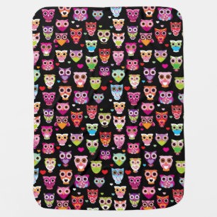 cute colourful owl kids pattern receiving blanket