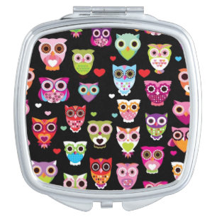 cute colourful owl kids pattern vanity mirror