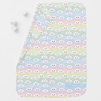Cute Colourful Pastel Waves Kawaii Clouds Pattern Baby Blanket by KeikoPrints at Zazzle