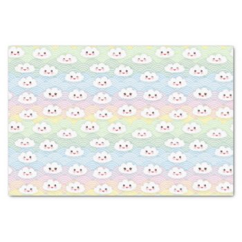 Cute Colourful Pastel Waves Kawaii Clouds Pattern Tissue Paper by KeikoPrints at Zazzle